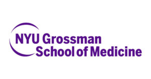 NYU Grossman School of Medicine logo in purple with a circular swoosh to the left of bold text.
